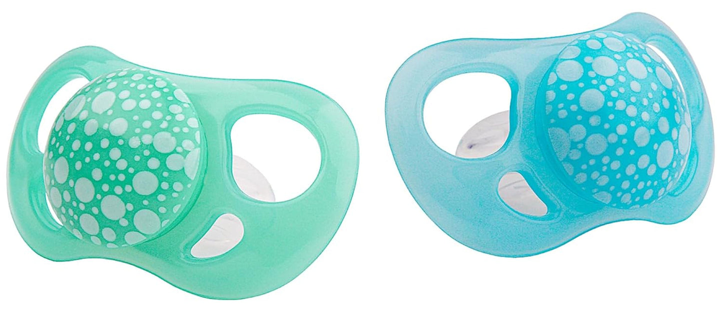 Chupetes para bebé Twistshake - Paquete de 2 | Forma de ortodoncia | Ultraligero | Tetina de silicona suave | Sin BPA | Apto para bebés a partir de 6 meses | azul verde