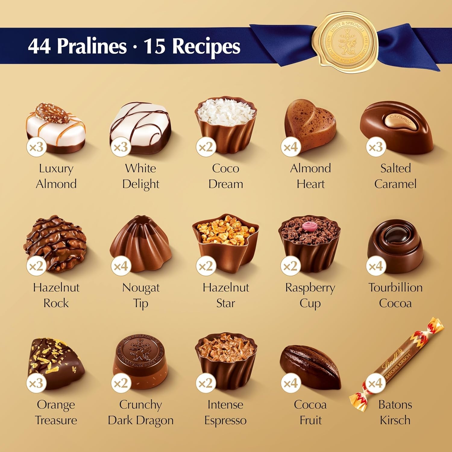 Chocolates Lindt - Selección de lujo suizo (445g)