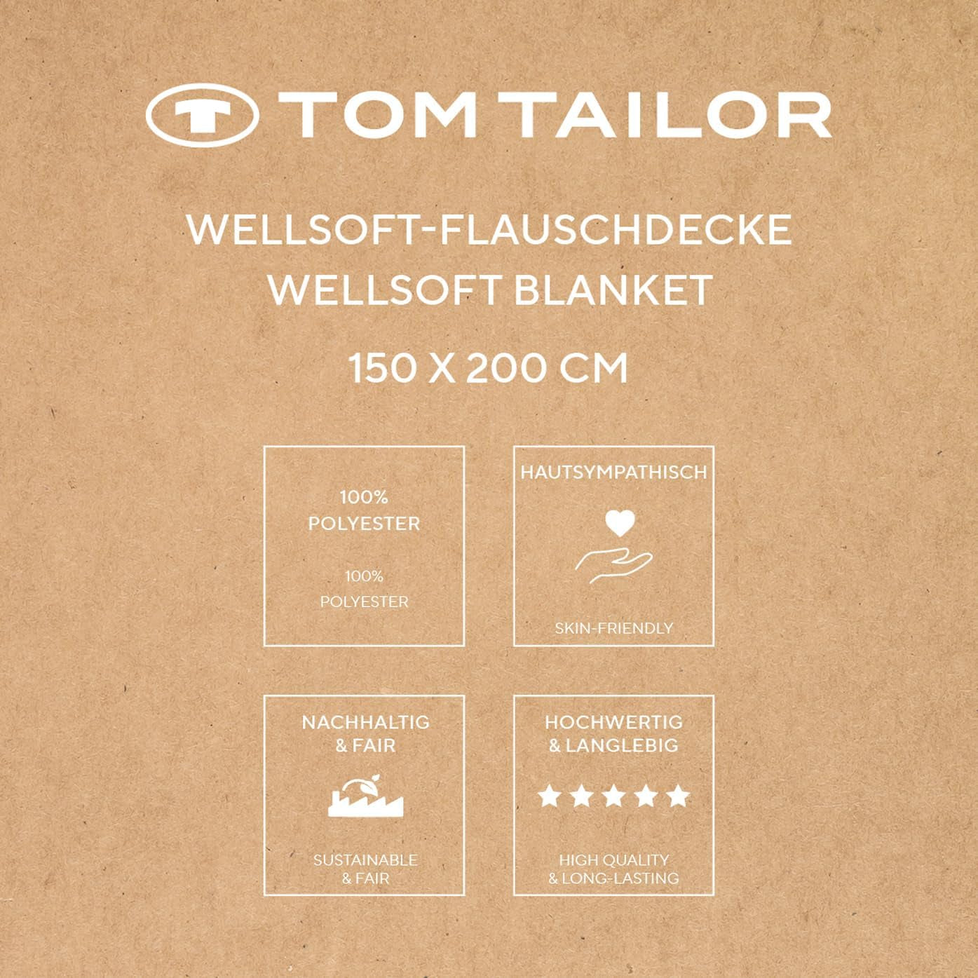 TOM TAILOR Manta Wellsoft, 150X200 Cm, 100% Poliester/ Wellsoft, logo bordado, MANTA WELLSOFT Naranja (Coral Cálido) Mantas y edredones Naty Shop