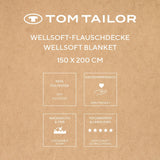 TOM TAILOR Manta Wellsoft, 150X200 Cm, 100% Poliester/ Wellsoft, logo bordado, MANTA WELLSOFT Naranja (Coral Cálido) Mantas y edredones Naty Shop