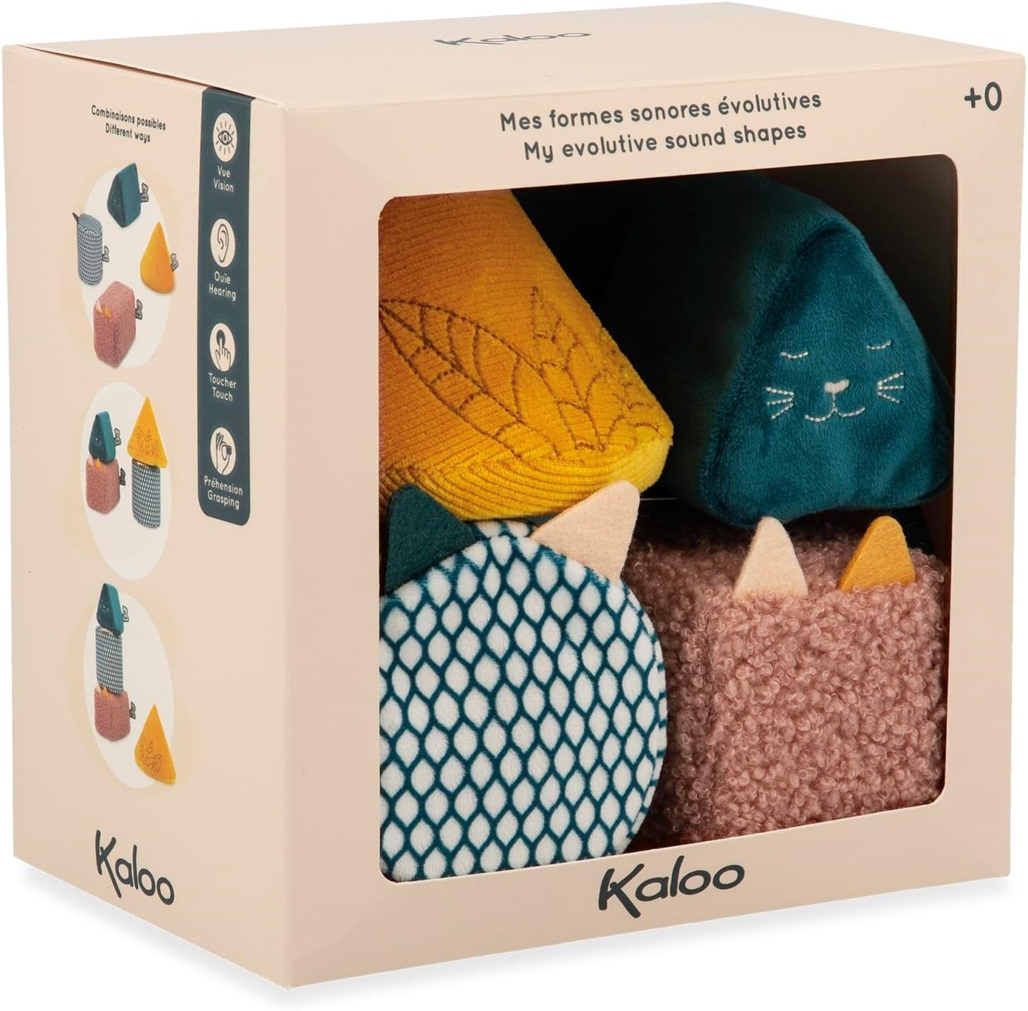 KALOO - Estímulos - 4 formas evolutivas con sonidos - Productos para niños - Juego de apilar - Habilidad auditiva y prensora - Desde el nacimiento, K227002 Juguetes para bebés Naty Shop
