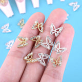 20 piezas de dijes de uñas de mariposa con purpurina, diamantes de imitación para decoración de uñas, piedras para uñas, arte de uñas de mariposa, diamantes de imitación, dijes de uñas para el día de San Valentín, decoración de caja de teléfono móvil DIY