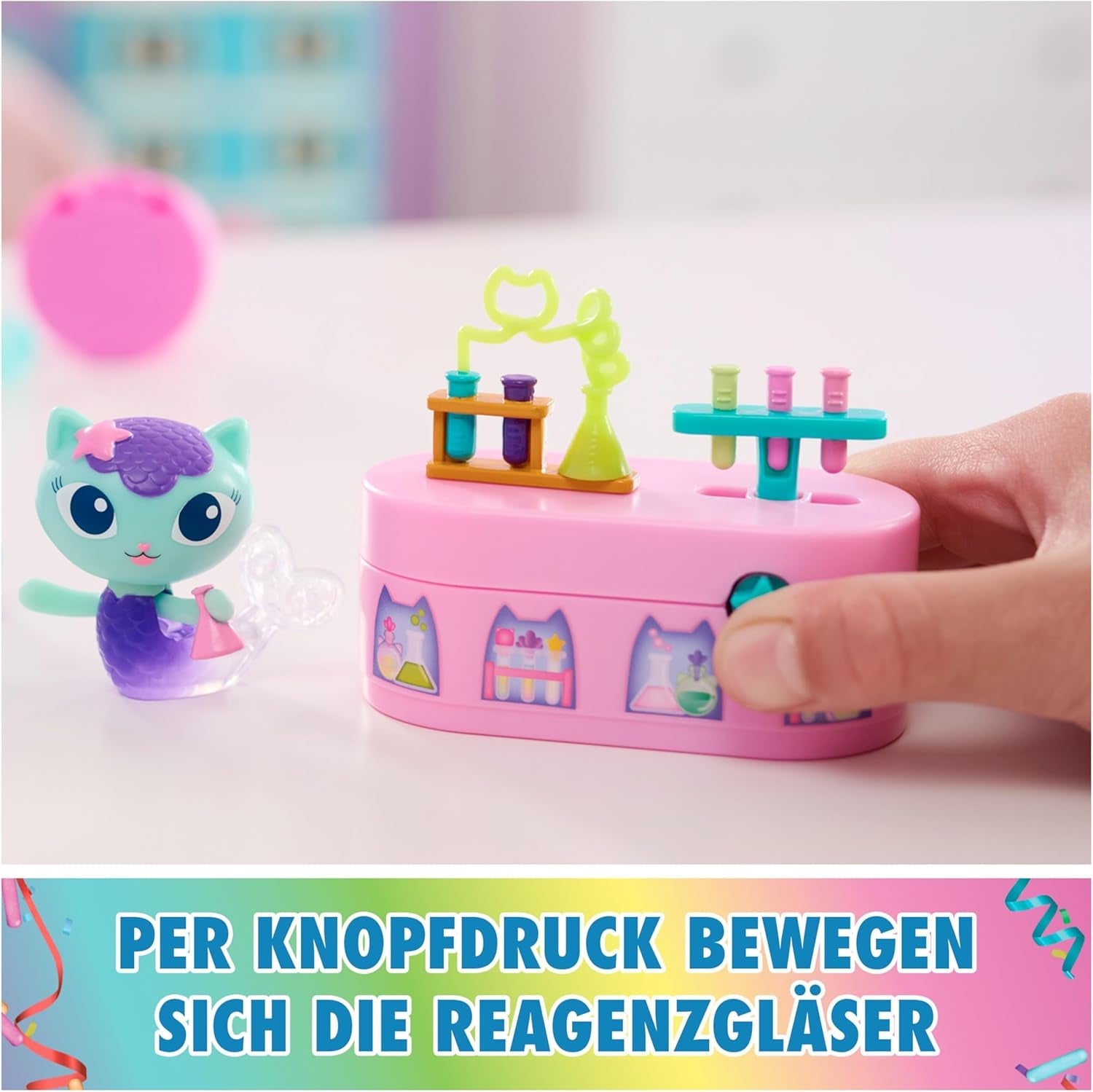 DREAMWORKS GABBY DOLLS HOUSE - Paquete de muebles Meerkätzchen Bobble Kitty, figura de gato con muebles y accesorios para casa de muñecas, a partir de 3 años