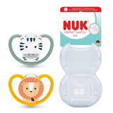 Chupetes NUK Perfect Match Air para bebés | 6-18 meses | Chupetes de ortodoncia que favorecen la circulación del aire y previenen erupciones provocadas por la saliva | 95% de aceptación por parte de los bebés** | Cebra/Leo | Paquete de 2