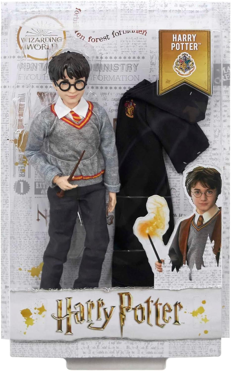Mattel Harry Potter - Muñeco coleccionable (Aprox. 26 cm) con uniforme de Hogwarts, bata de Gryffindor y varita, juguete a partir de 6 años FYM50 Figuras de acción Naty Shop