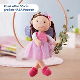 HABA Ropa para muñecas Fairy Magic - Juego de 2 piezas para muñecas de 18 meses en adelante (30 cm) - Vestido de tul con alas, diadema de flores incluida - 1306243001