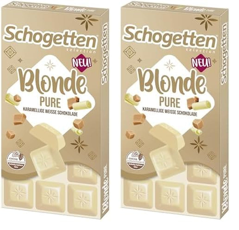 Schogetten Blonde Pure I chocolate blanco con caramelo I 100 g I en porciones individuales (paquete de 2)