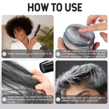 Color de cabello temporal, tono de cabello para peinar para hombres y mujeres, pomada natural para el cabello, cera para teñir el cabello para fiestas, cosplay y Halloween, 4.23 oz (gris plateado) Naty Shop Hair Dye
