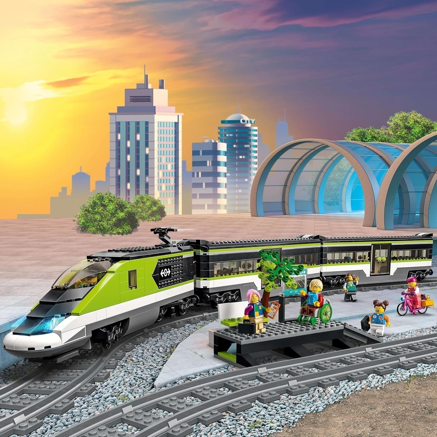LEGO City Tren Expreso de Pasajeros, Set de Tren con Control Remoto, Ferrocarril de Juguete con Faros, 2 Vagones y 24 Elementos de Vía, Regalo para Niños, Niños y Niñas 60337 Juegos de Construcción Besuche den LEGO-Store