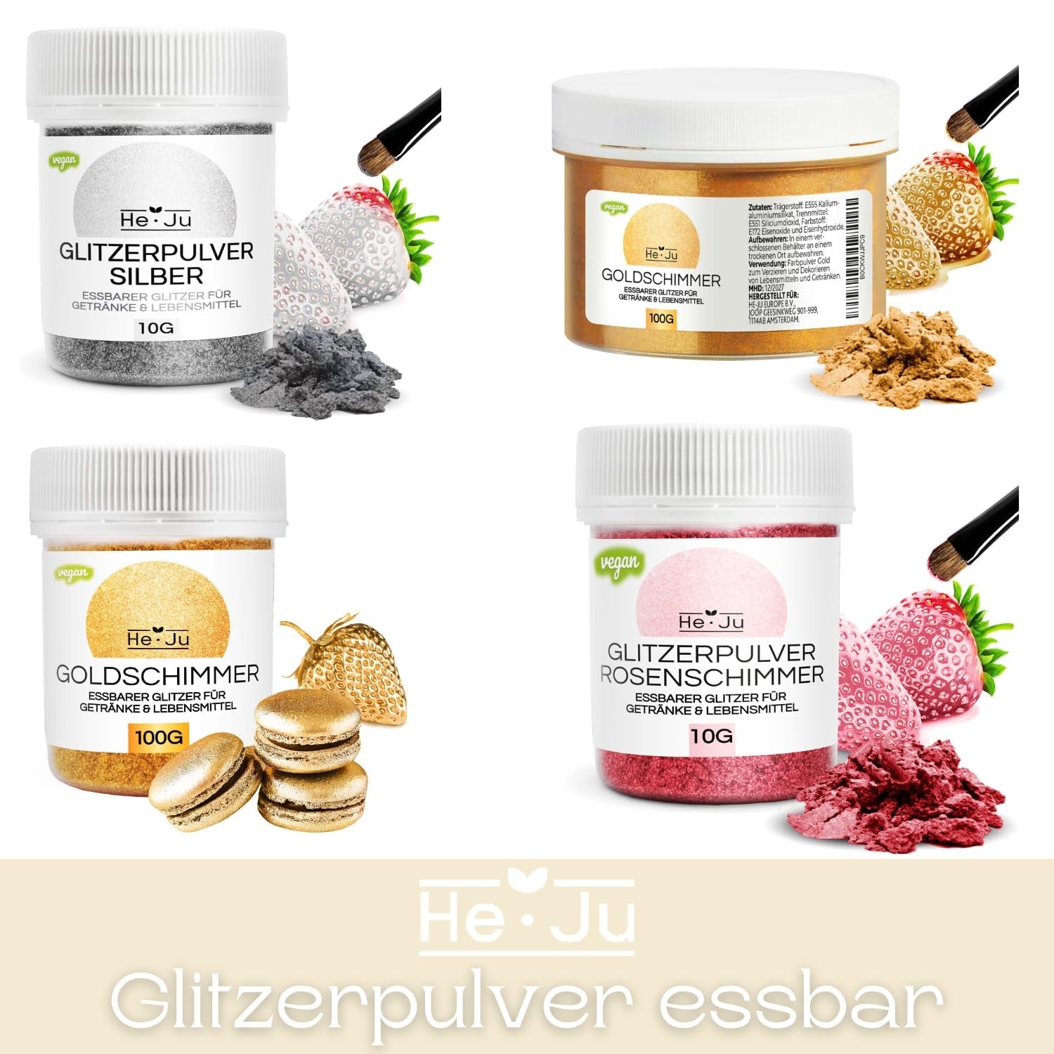 He-Ju Colorante alimentario líquido dorado metálico 25 ml, purpurina comestible para bebidas y alimentos (oro metálico, 25 ml)