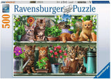 Ravensburger Puzzle 12000205 - Katzen Im Regal - Puzzle de 500 piezas para adultos y niños mayores de 10 años, puzzle de animales con motivo de gato Puzzle Naty Shop Classic