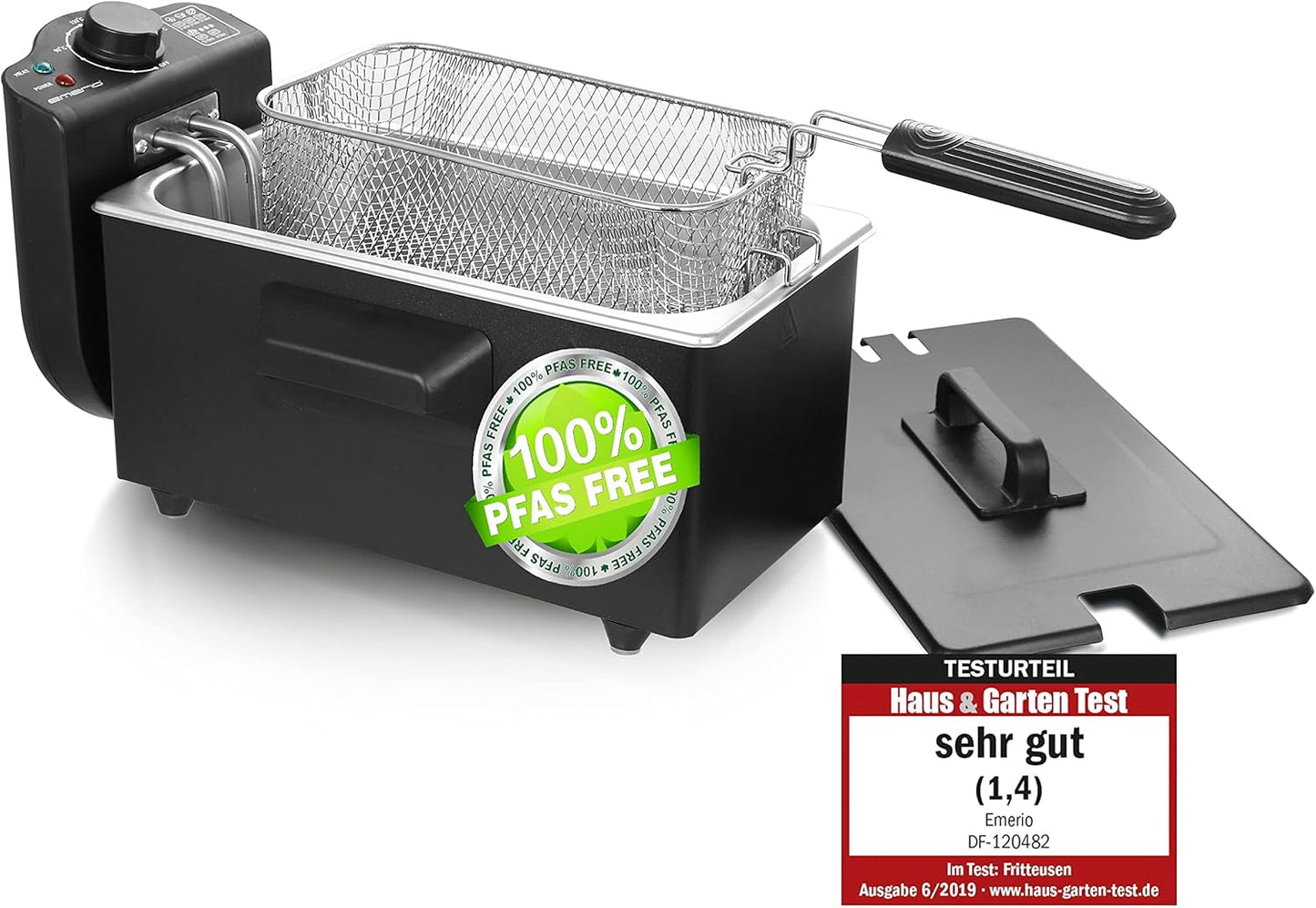 Freidora de Aceite Emerio 3,0L con Tecnología Zona Fría, 2000 W Electrodomésticos Naty Shop Negro