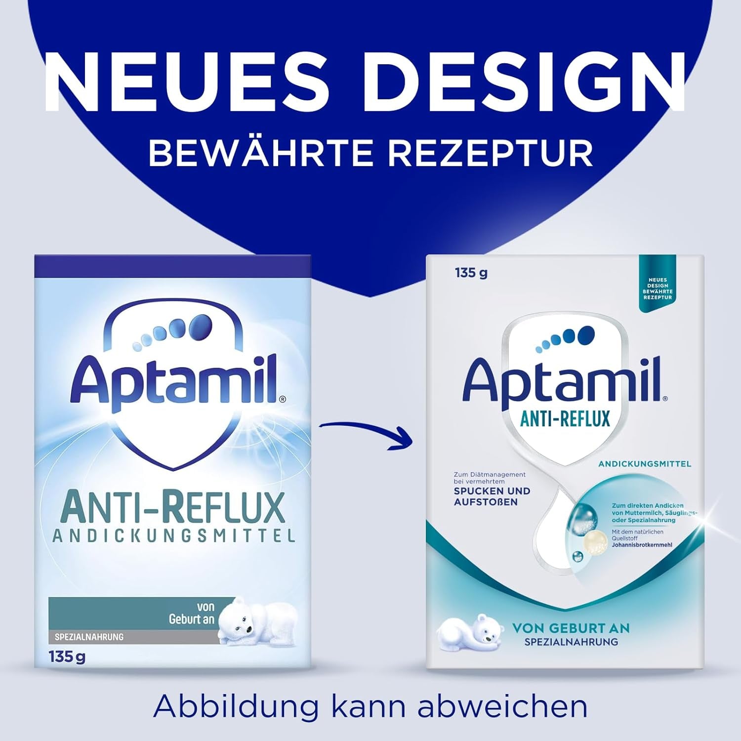 Aptamil Anti-Reflujo - Fórmula completa desde el nacimiento Manejo dietético Vómitos y regurgitaciones Alimentos para bebés Leche en polvo 6 x 135 g