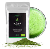 Moya Matcha té verde orgánico en polvo | 100 g ceremonia tradicional calidad 30 g | Cultivado y cosechado orgánicamente en Uji, Japón | Perfecto para beber con agua, matcha lattes, batidos y limonadas.