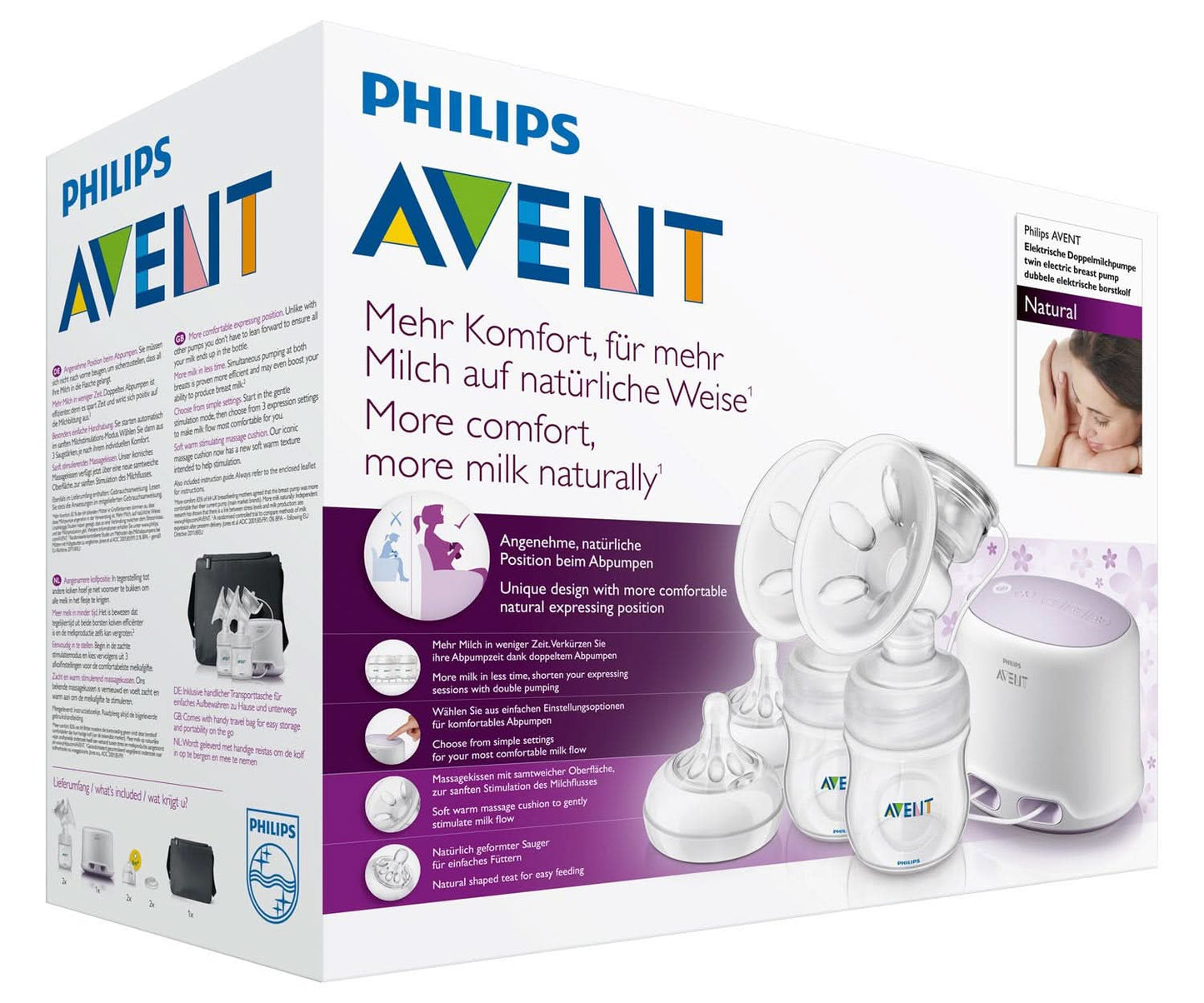 Sacaleches eléctrico doble Philips Avent SCF334/02 Accesorios Alimentación y Lactancia Bebe Naty Shop