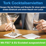 Servilletas Tork Cocktail Blancas, pliegue 1/4, 2 capas, 24 cm × 24 cm, 200 servilletas, 477534