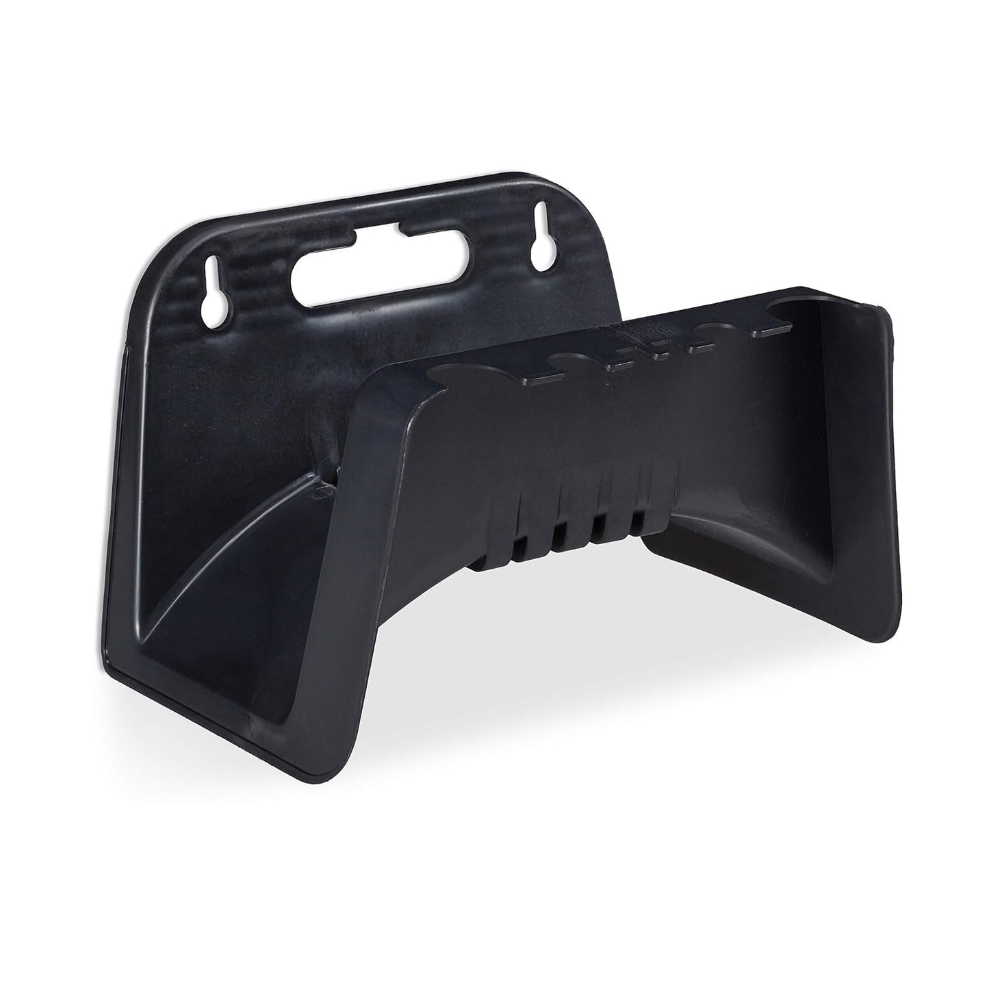 Relaxdays Soporte para Manguera, Soporte para Manguera de Pared de Plástico, Colgador para Manguera de Jardín, Altura 14 x 24 x 16 cm, Negro