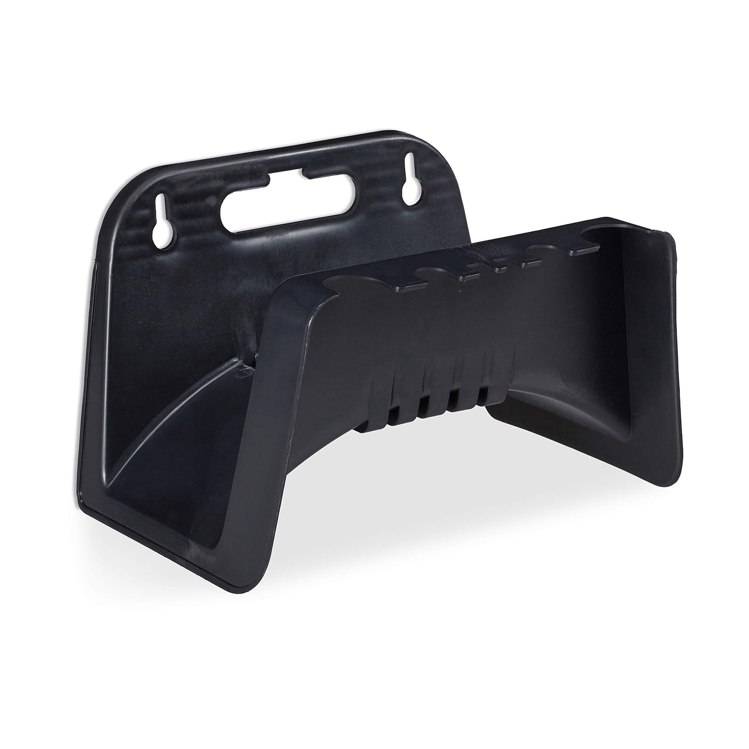 Relaxdays Soporte para Manguera, Soporte para Manguera de Pared de Plástico, Colgador para Manguera de Jardín, Altura 14 x 24 x 16 cm, Negro
