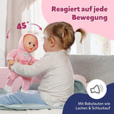 BABY Born Hannah Play with Me - Muñeca bebé con 5 funciones - Cuerpo de material blando incluidos accesorios - Muñeca de 36 cm - Funciona con pilas - Apto para niños a partir de 1 año