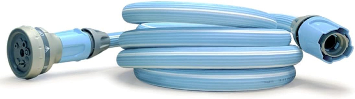 Manguera de jardín extensible Magic Blue, resistente a nudos y torceduras, 10 metros, con bolsa y boquilla pulverizadora