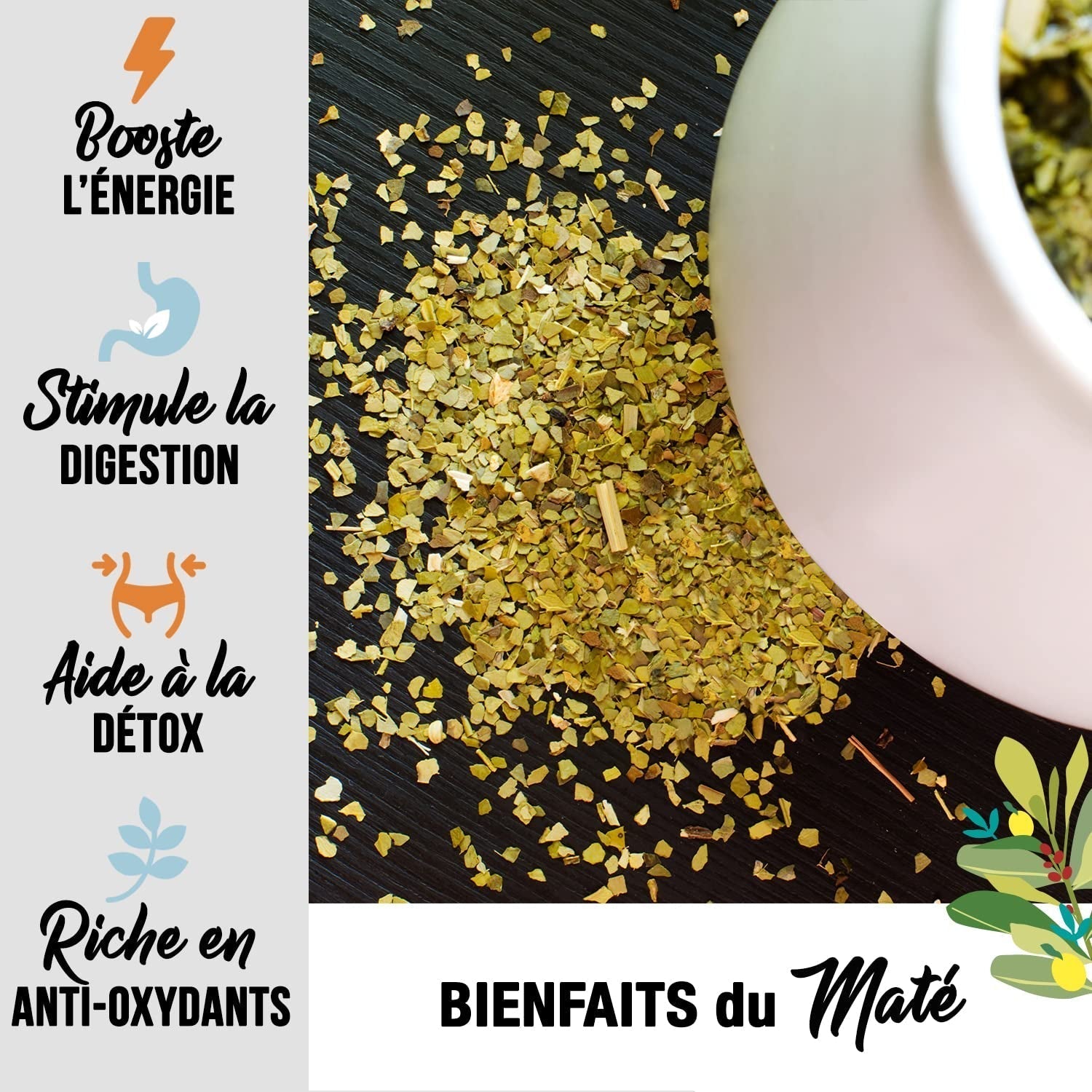 ORIGEENS YERBA MATE BIO CON MENTA Y LIMÓN 200 G - Frescura I Yerba Mate Bio Sin Tostar, hojas, sin tallos y sin polvo