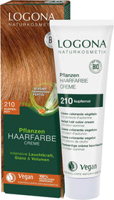 LOGONA Cosmética Natural Coloración Vegetal en Crema 240 Marrón Turrón Natural Henna Castaño Coloración en Crema Tonos Marrones Tinte para el Cabello Oscuro 150 ml Naty Shop Tinte para el Cabello 210 Rojo Cobre [Verano Indio]
