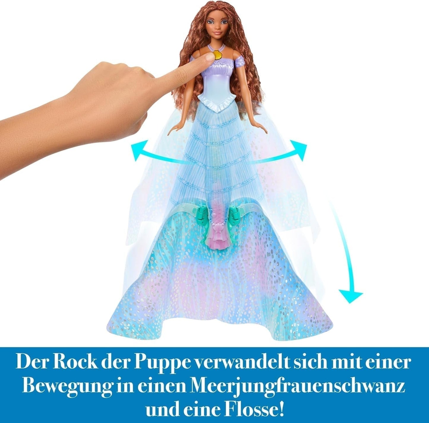 Mattel Muñeca Princesas Disney Ariel, Inspirada en La Pelicula La Sirenita, Transformación: Juguete Hombre Sirena, Móvil, Regalos Disney, Juguetes 3 Años, HLX13 Muñecas Naty Shop