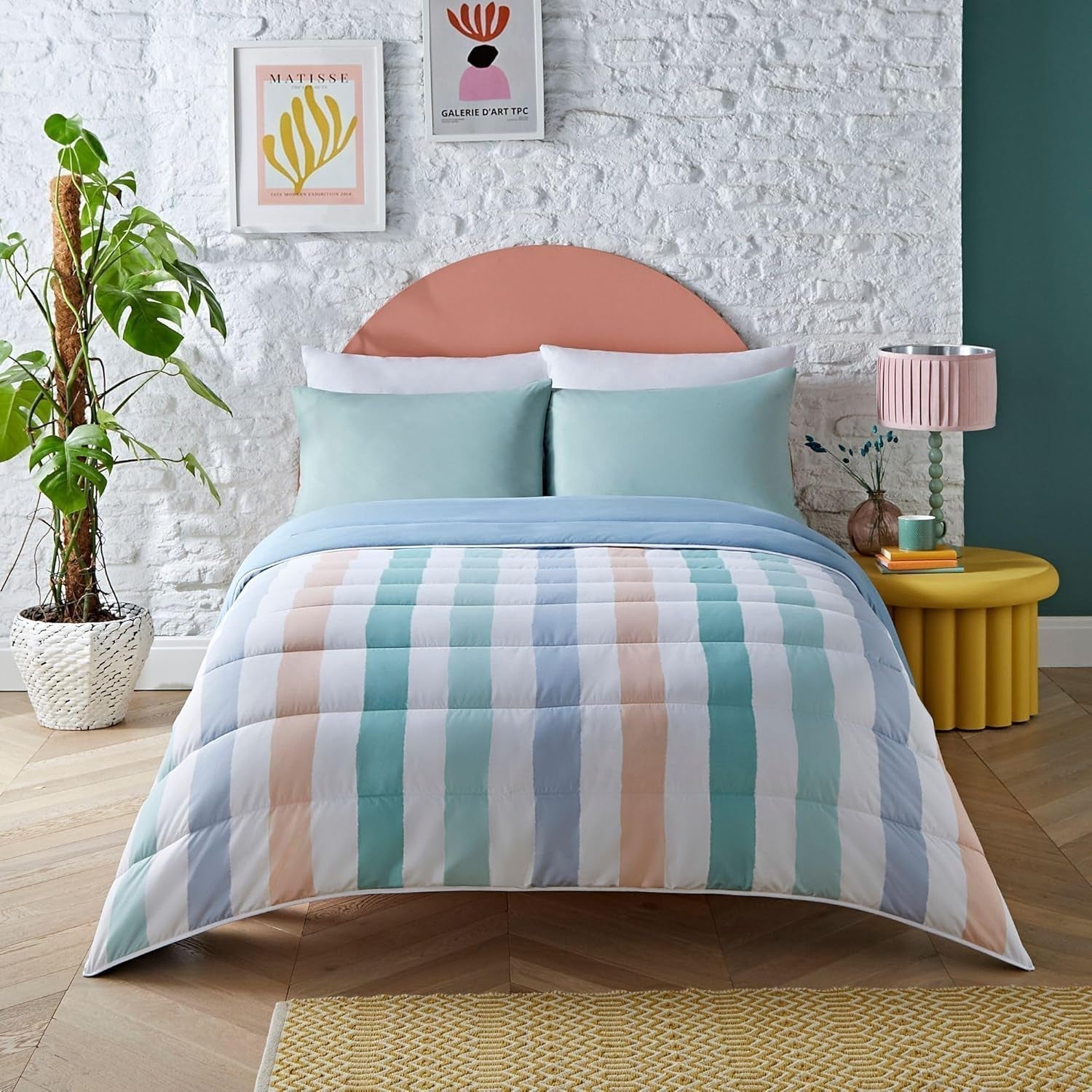 Edredón sin funda Night Lark Super King 6 Tog Primavera Verano - Ondas abstractas. Manta súper suave, cómoda y ligera. Juego de fundas de almohada todo en uno reversible, lavable a máquina y de secado rápido Edredones y edredones Naty Shop Multicolor Cama individual