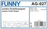 Funny AG-027 Papel higiénico Jumbo, 1 capa, reciclado, diámetro 28 cm (paquete de 6)