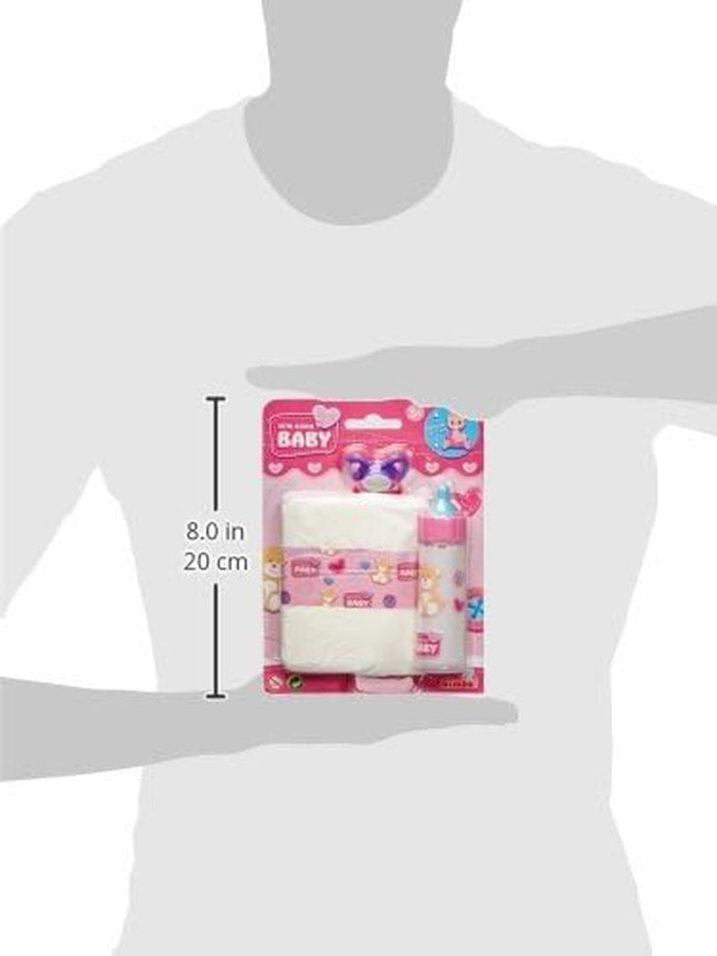 Simba 105562487 - Set Primera Lactancia Bebé Recién Nacido, chupete, pañal y biberón con contenido desmontable, para muñecos de 38-43cm Naty Shop Dolls