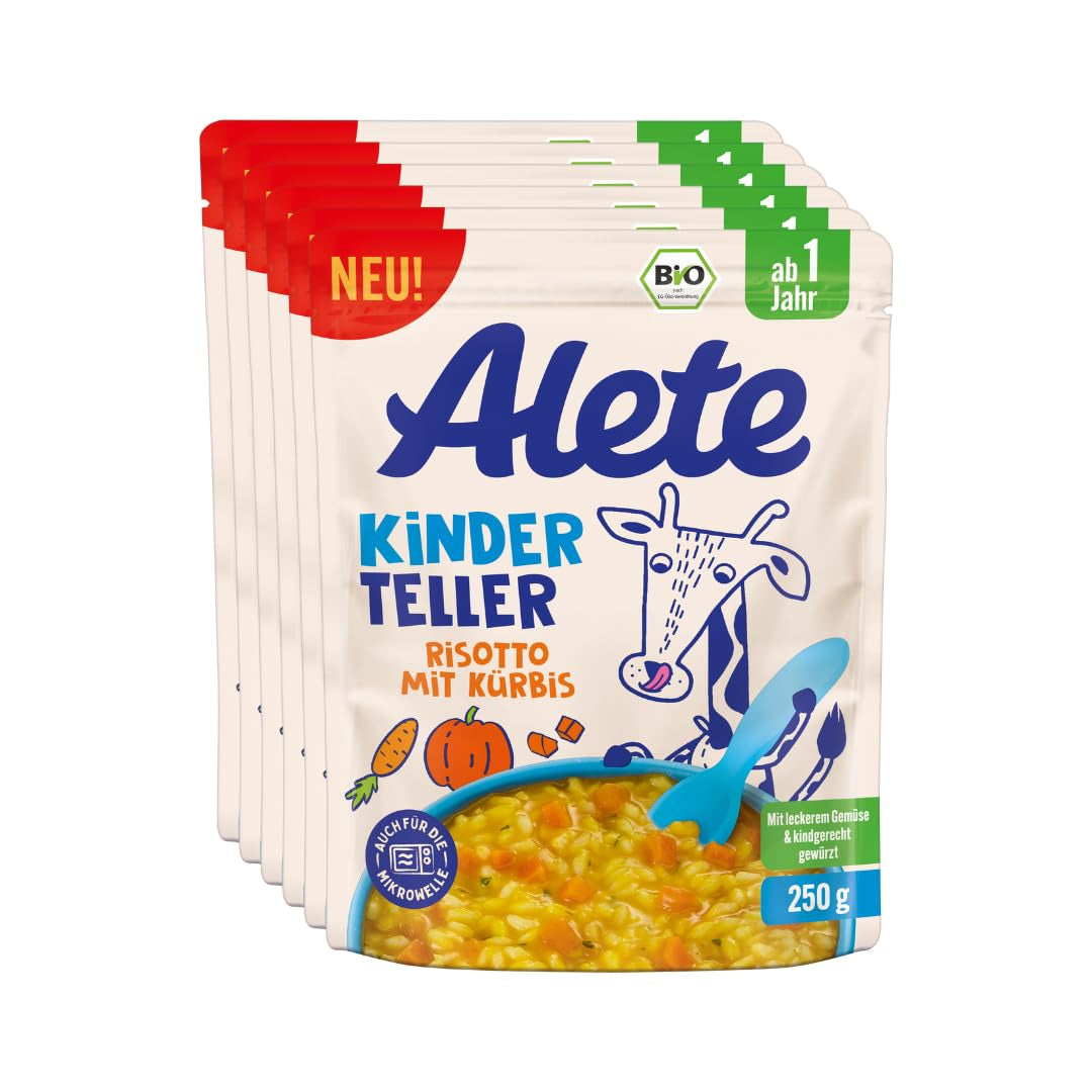 Alete Kinderteller Risotto con calabaza, a partir de 1 año, BIO, 250 g (Pack de 6)