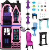 Casa de muñecas Monster High Buh-tique Hotel, juego plegable con sorpresas aterradoras en cada habitación y más de 13 juegos, incluidos muebles y accesorios, JBF16