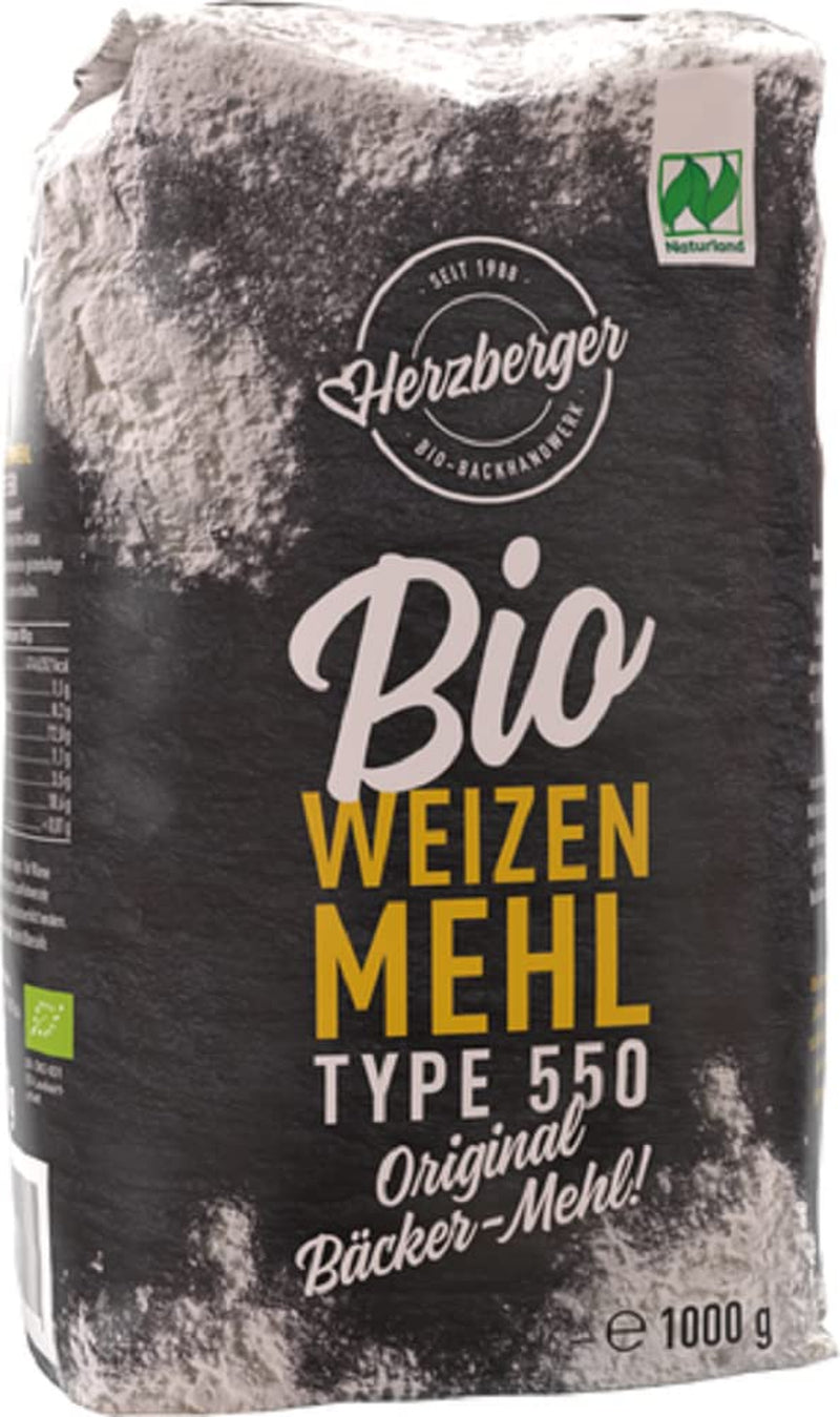 Harina de trigo Herzberger Bio Naturland Tipo 550, 1 kg