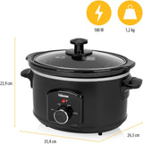 Olla de cocción lenta Tristar VS-3915, olla de cerámica de acero inoxidable con 2 niveles de calor y función mantener caliente, Olla de Cocción Lenta 3,5 L Naty Shop