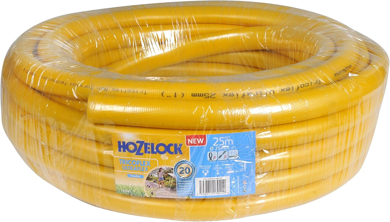 HOZELOCK - Manguera Tricoflex Ultraflex Ø 12,5 mm (1/2") 20 M: Manguera de jardín flexible, resistente a la intemperie, resistente a torceduras y dobleces, fabricada con un 40% de PVC reciclado [117002], amarilla