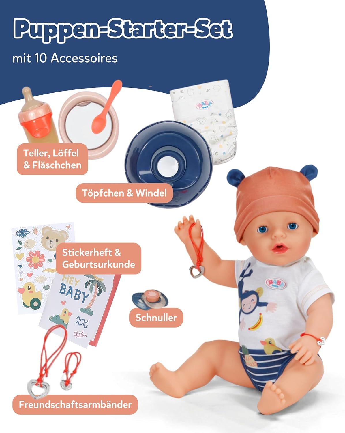 BABY Born Emma estilo jungla - Muñeca 43 cm de altura - 10 funciones Incluye accesorios y vestido en colores unisex - Funciona sin pilas - Apto para niños a partir de 3 años Naty Shop Dolls