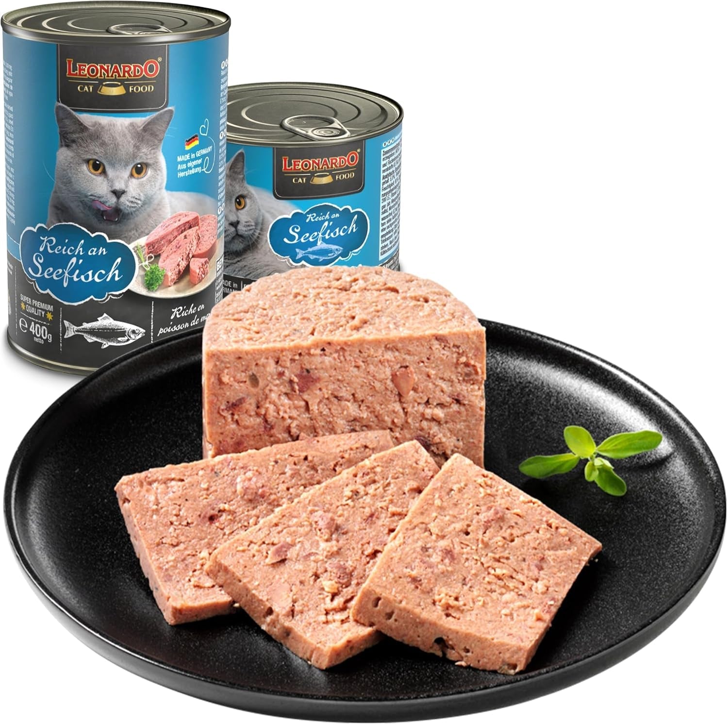 LEONARDO Comida húmeda [6x400g Mariscos] | Comida húmeda para gatos sin cereales | Conservas húmedas completas