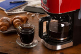 Ariete Moderna 1396 Cafetera espresso con filtro para preparar café americano hasta 15 tazas Jarra de cristal Placa calefactora Pantalla LCD Filtros extraíbles y lavables Blanco