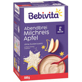 Arroz con leche con manzanas y papilla de noche (4x500 g), papilla de leche a partir de 5 meses, con valiosos minerales y vitaminas, sin azúcares añadidos, muy saciante