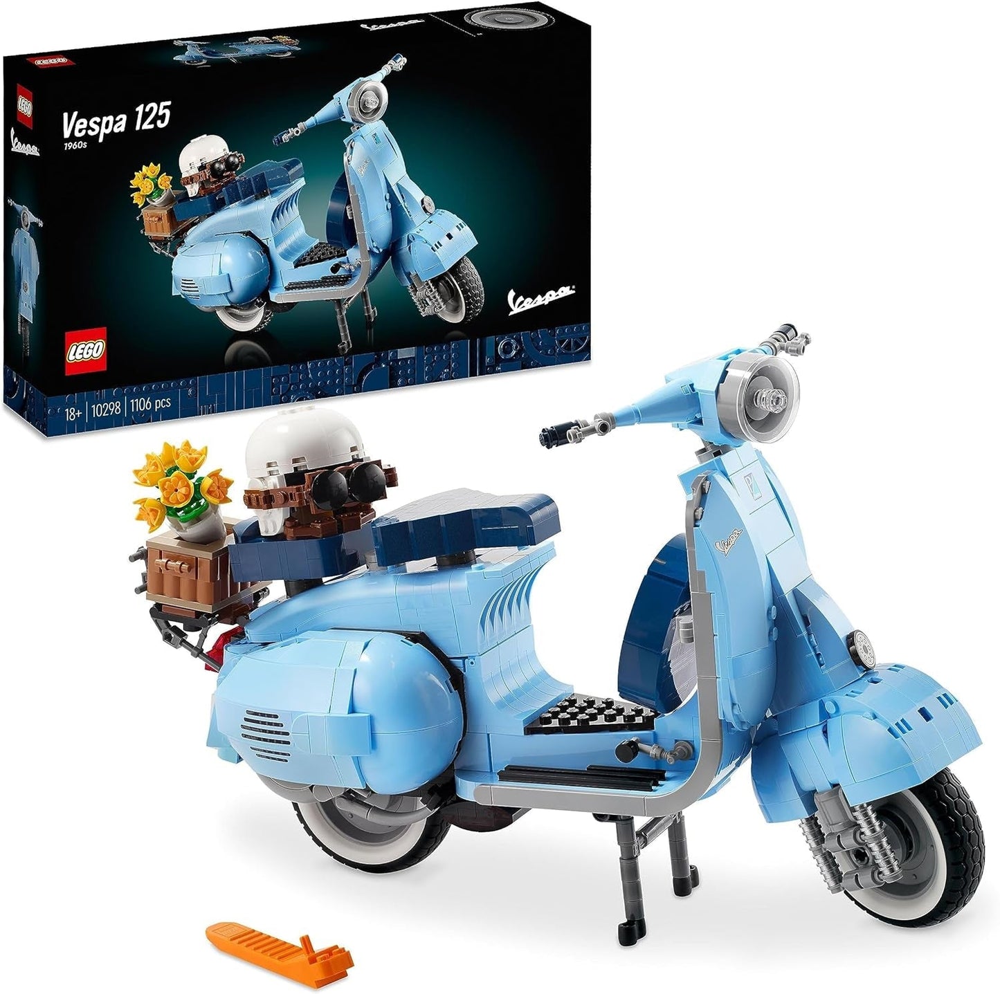 LEGO Icons Vespa 125, Modelo de motocicleta para construir, Scooter italiano antiguo, Kit de modelo para adultos, Pieza de exhibición para decoración de habitaciones, Regalos para mujeres y hombres 10298 Kits de construcción Besuche den LEGO-Store Embalaje estándar único