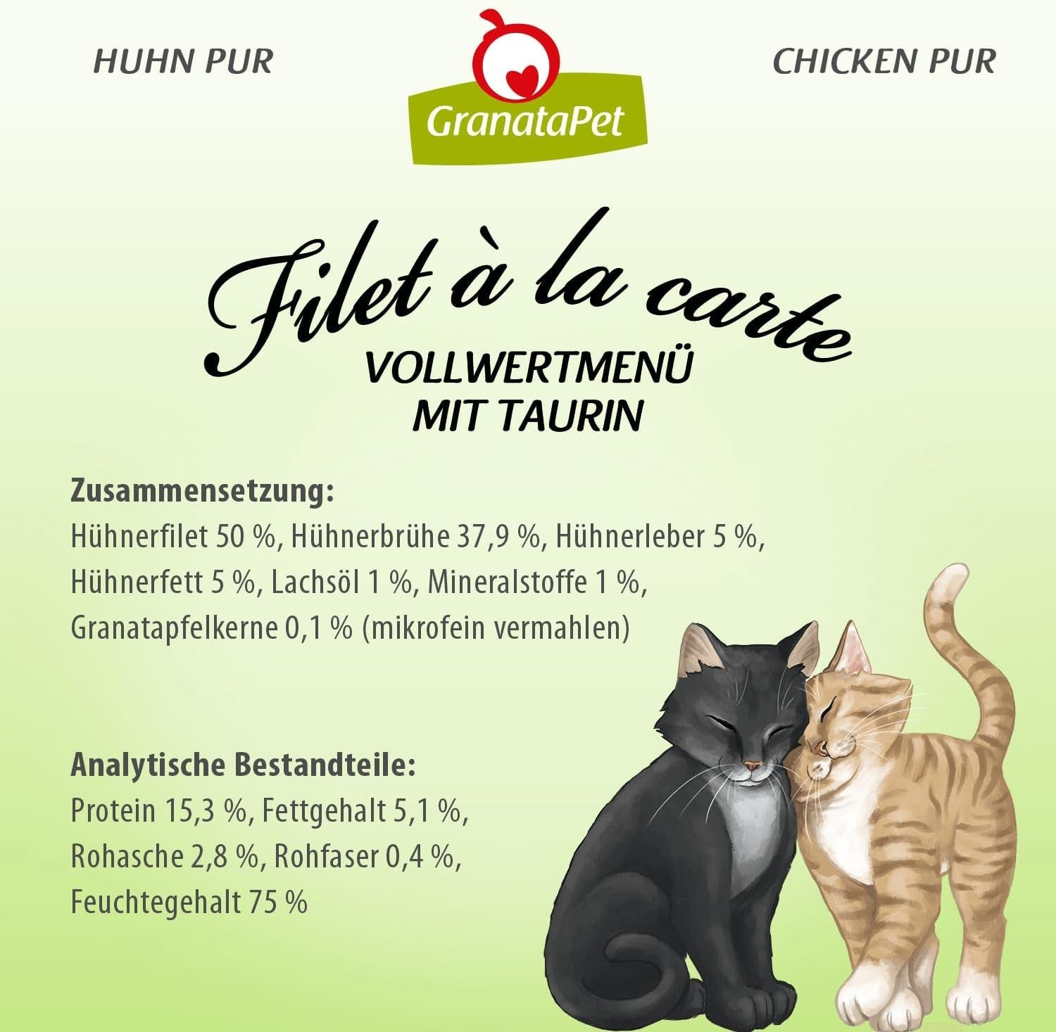 GranataPet Filet a la carta Pollo PURE, comida húmeda para gatos, trozos de filete sin cereales, comida para gatos sin azúcares añadidos, alto contenido en carne, 6 x 85 g
