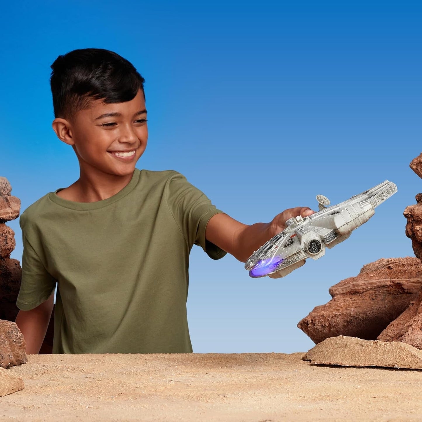 Star Wars Micro Galaxy Squadron SWJ0332 - Halcón Milenario 22,5cm Vehículo Oficial con Luces, Sonido y Figuras de Acción Naty Shop