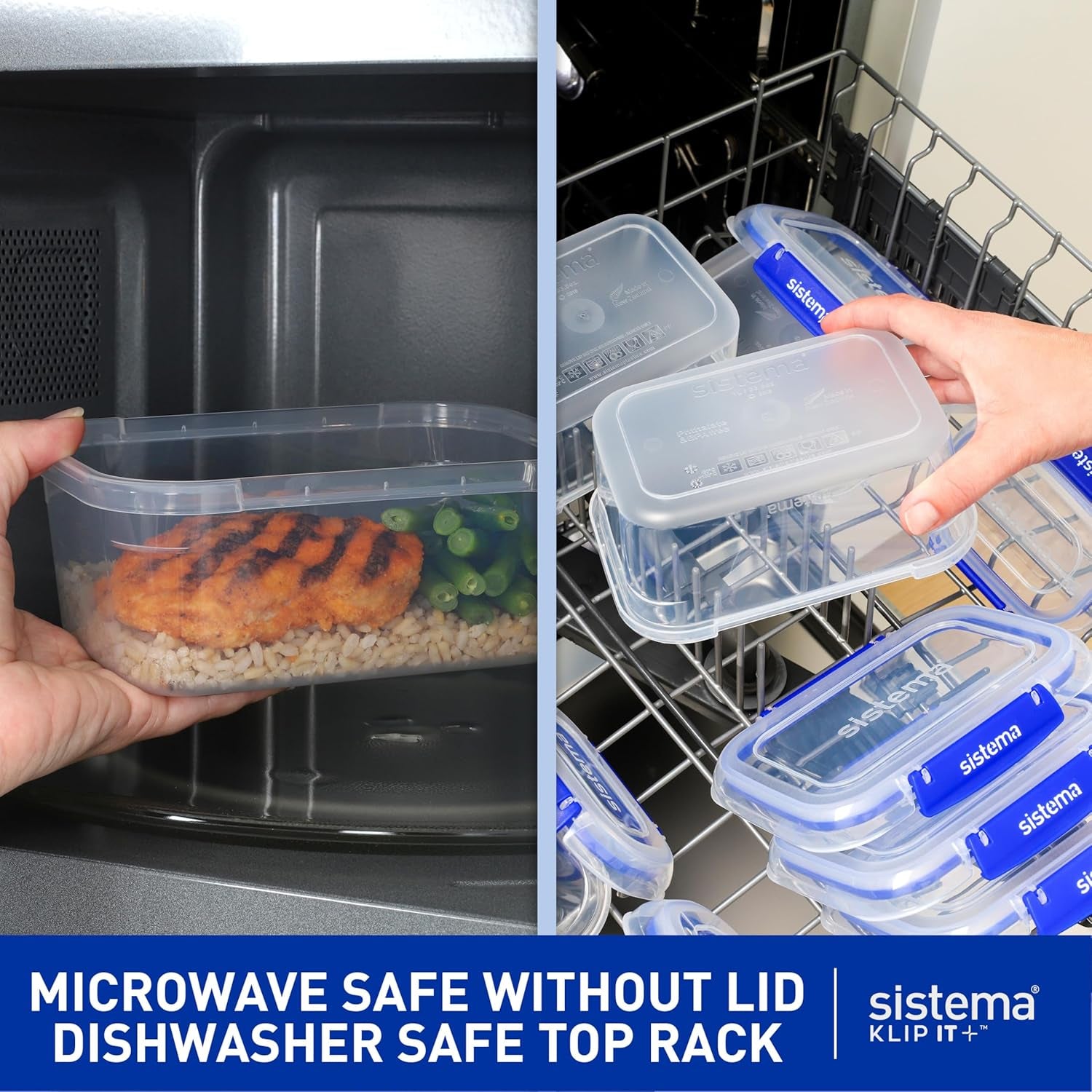 Tarro para almacenamiento de alimentos KLIP IT System | 9,67 litros | tarro de almacenamiento apilable y hermético con tapa, apto para frigorífico/congelador | Plástico sin BPA | clips azules | 1 pieza (paquete de 4) cajas de almacenamiento de alimentos Naty Shop