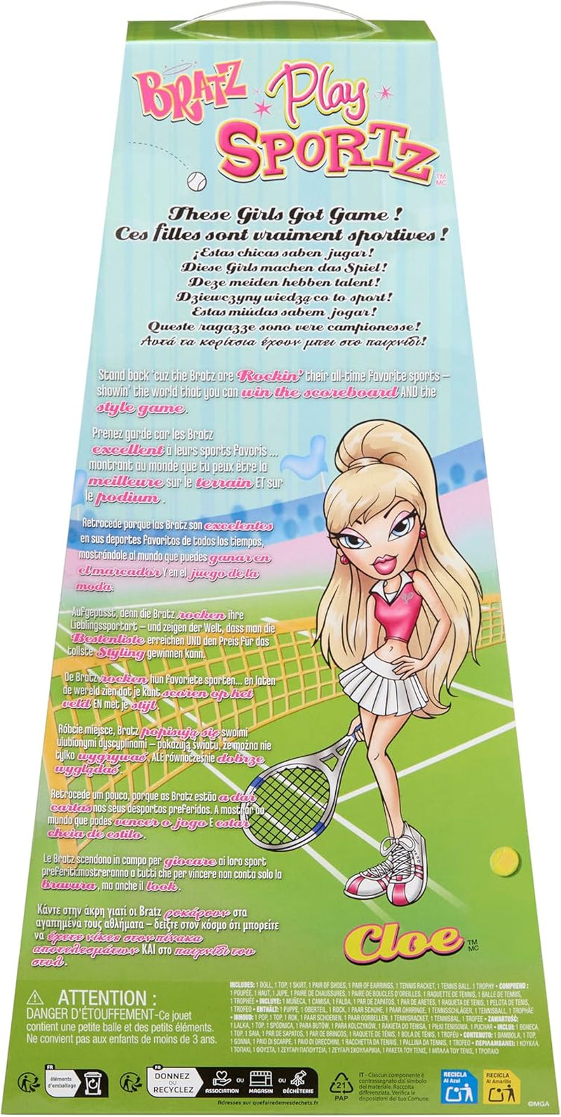 Bratz Play Sportz Cloe (Tenis) – muñeca de moda con accesorios