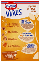 Dr. Oetker Vitalis Crunchy Honeys: Muesli crujiente con miel para desayunos y meriendas, paquete de 5 (5 x 600 g)
