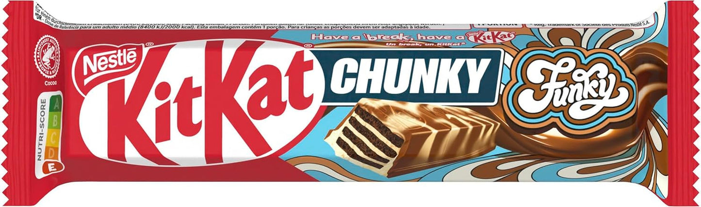 Nestlé Chunky Funky, oblea crujiente con chocolate con leche, paquete de 24 (24 x 40 g)