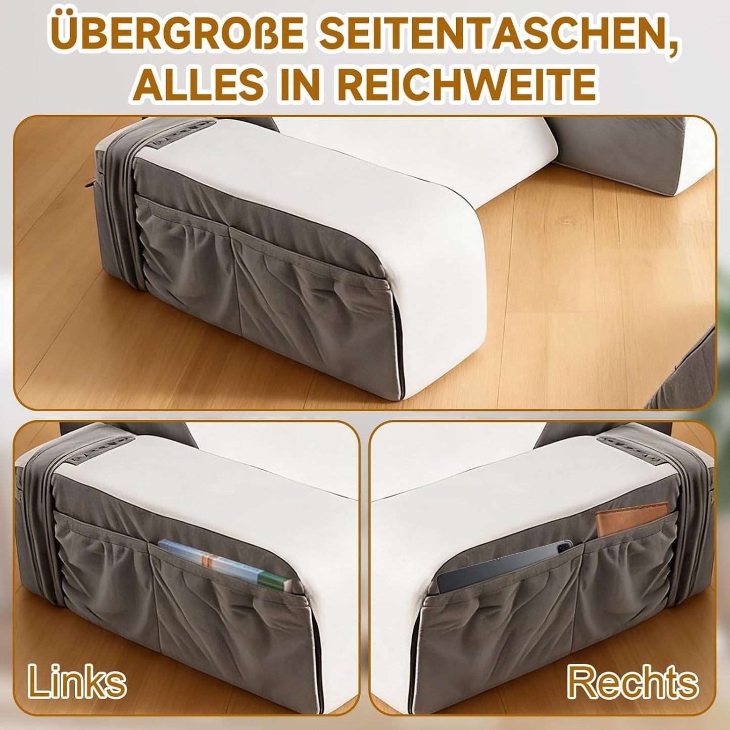 Almohada de lectura con soporte para el cuello y apoyabrazos desmontables, cómoda y liviana almohada para la espalda para cama y sofá, almohada para la espalda para adultos, respaldo de espuma viscoelástica para leer, mirar televisión y videojuegos