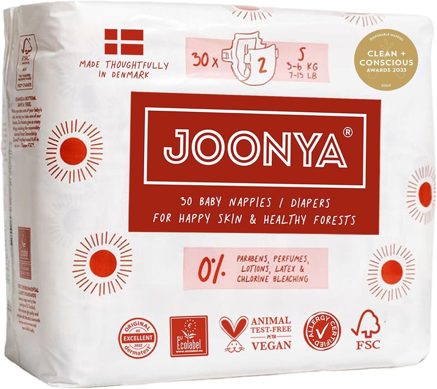Pañales para bebé, talla 3M (4-8 kg) - 1 bolsa de 28 - Sin sustancias nocivas, ecológicos, muy absorbentes, aptos para uso nocturno, ultrafinos y suaves - Fabricado en Dinamarca