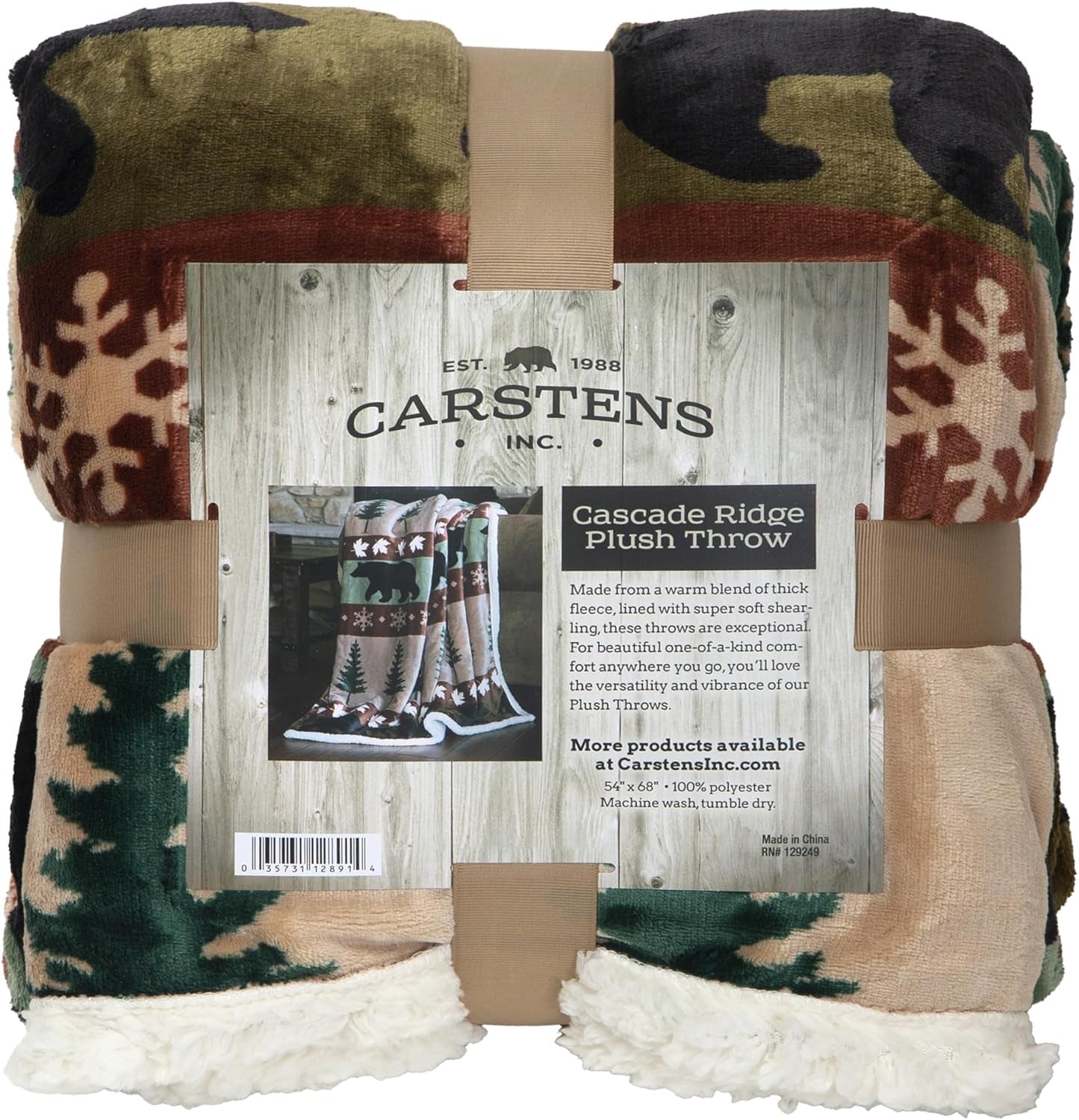CARSTENS, INC. Wrangler Ultra Premium Throw Blanket, súper suave, forro polar Sherpa, de gran tamaño, 137,2 x 172,7 cm, camas y mantas Southwest Horizon Carstens, Inc. Cascade Ridge