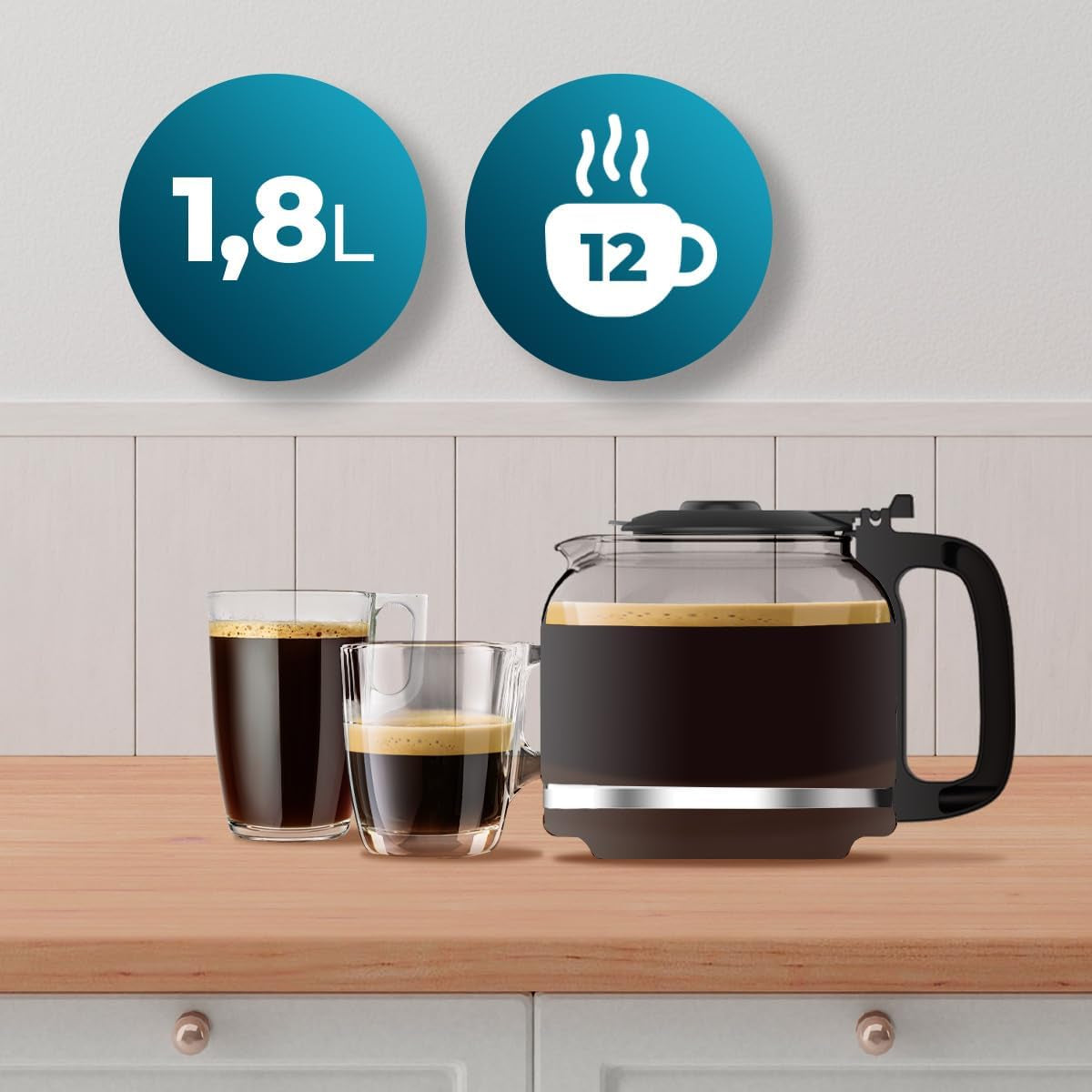 Cecotec Coffee 66 Grind & Drop Essential cafetera de goteo. 1086 W, Molinillo de Cuchillas, Hasta 12 Tazas, Tecnología Extreme Aroma, Digital, Acero Inoxidable, Apagado Automático.